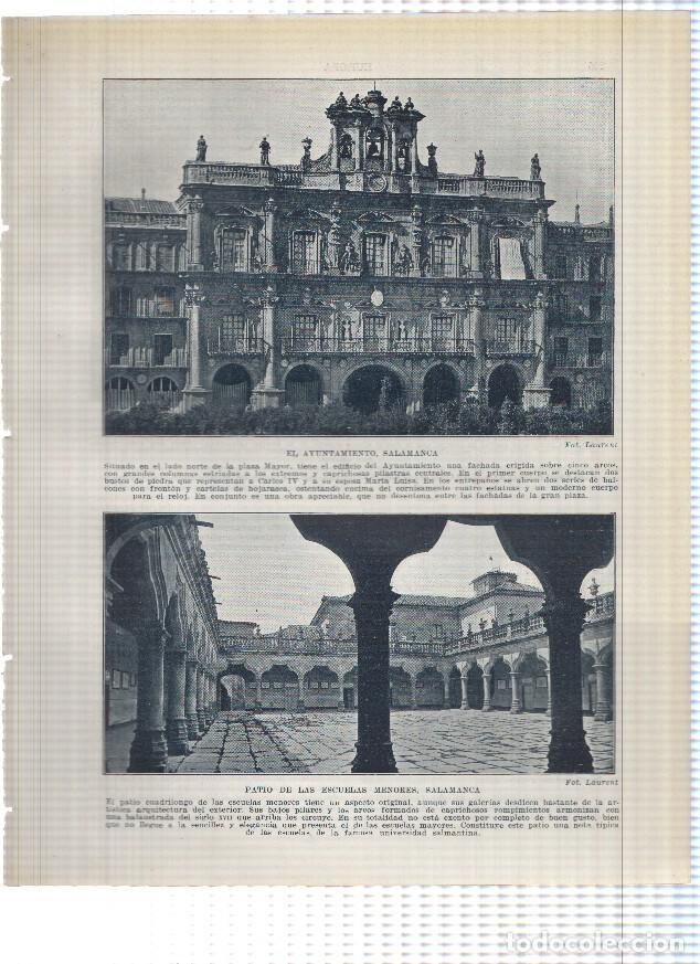 Cartoline: Lamina/sheet/feuille numerada 235/236: El ayuntamiento y patio de las escuelas menores de Salamanca