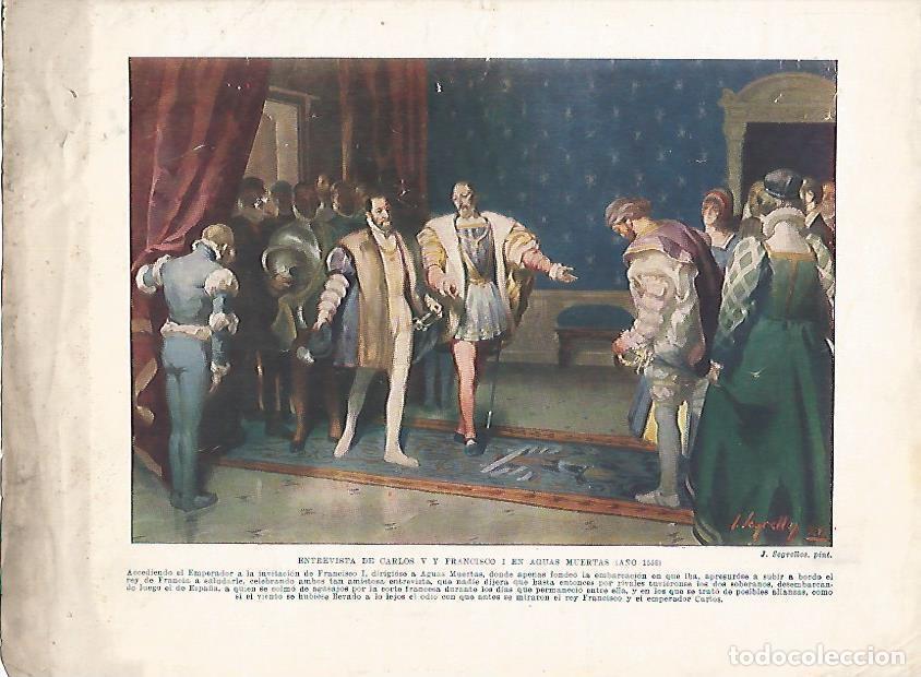 Postkarten: LAMINA 18064: Entrevista de Carlos V y Francisco I en el a&ntilde;o 1538 - Manuel Rodriguez Codola y Miguel