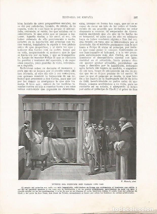 Cartoline: LAMINA 18091: Muerte del principe Carlos en 1568 - Manuel Rodriguez Codola y Miguel S. Oliver