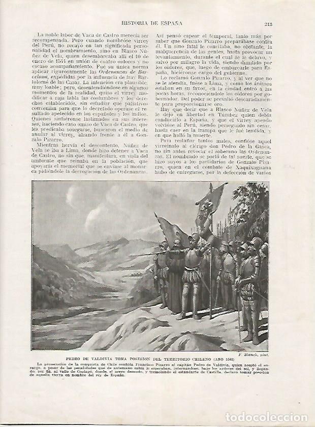 Cartoline: LAMINA 18015: Pedro de Valdivia conquistando Chile en 1540 - Manuel Rodriguez Codola y Miguel S. Oli
