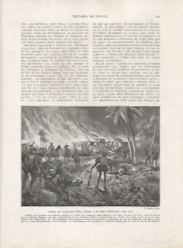 Postcards: LAMINA 18010: Diego de Almagro quemando un pueblo en el a&ntilde;o 1525 - Manuel Rodriguez Codola y Miguel