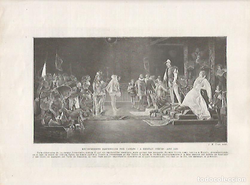 Cartoline: LAMINA 18007: Carlos I y Hernan Cortes en el a&ntilde;o 1528 - Manuel Rodriguez Codola y Miguel S. Oliver