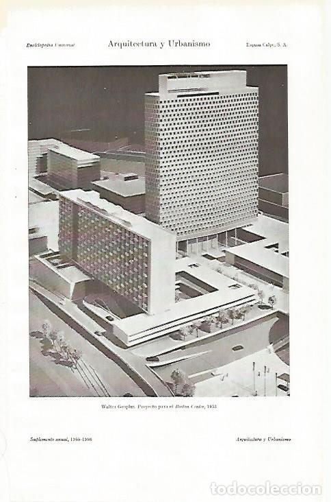 Postales: LAMINA ESPASA 26904: Proyecto de W. Gropius para el Boston center 1953 - Varios