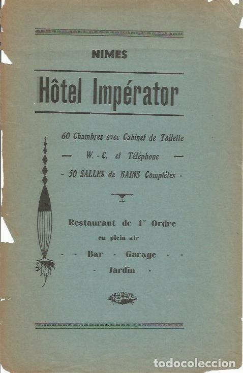 Postais: LAMINA 18633: Publicidad del Hotel Imperator de Nimes - NULL