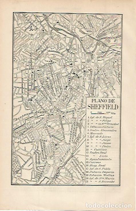 Postkarten: LAMINA ESPASA 774: Plano de Sheffield Inglaterra - Varios autores