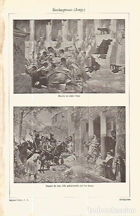 Cartoline: LAMINA ESPASA 13718: Muerte de Julio Cesar y Saqueo de una villa galorromana por los hunos por Roche
