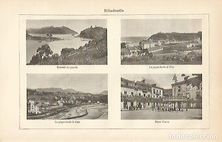 Postais: LAMINA ESPASA 6556: Vistas de Ribadesella Asturias - Varios Autores
