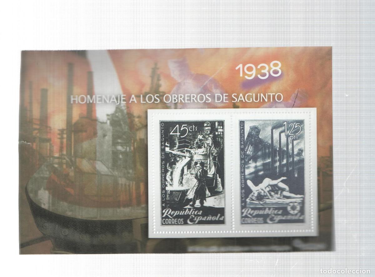 Cartes Postales: La Guerra Civil Espa&ntilde;ola en sellos de correos: Juego 2 sellos 1938: Homenaje a los obreros de Sagunt