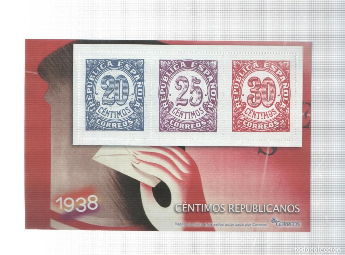 Cartes Postales: La Guerra Civil Espa&ntilde;ola en sellos de correos: Juego 3 sellos 1938: Centimos republicanos - varios