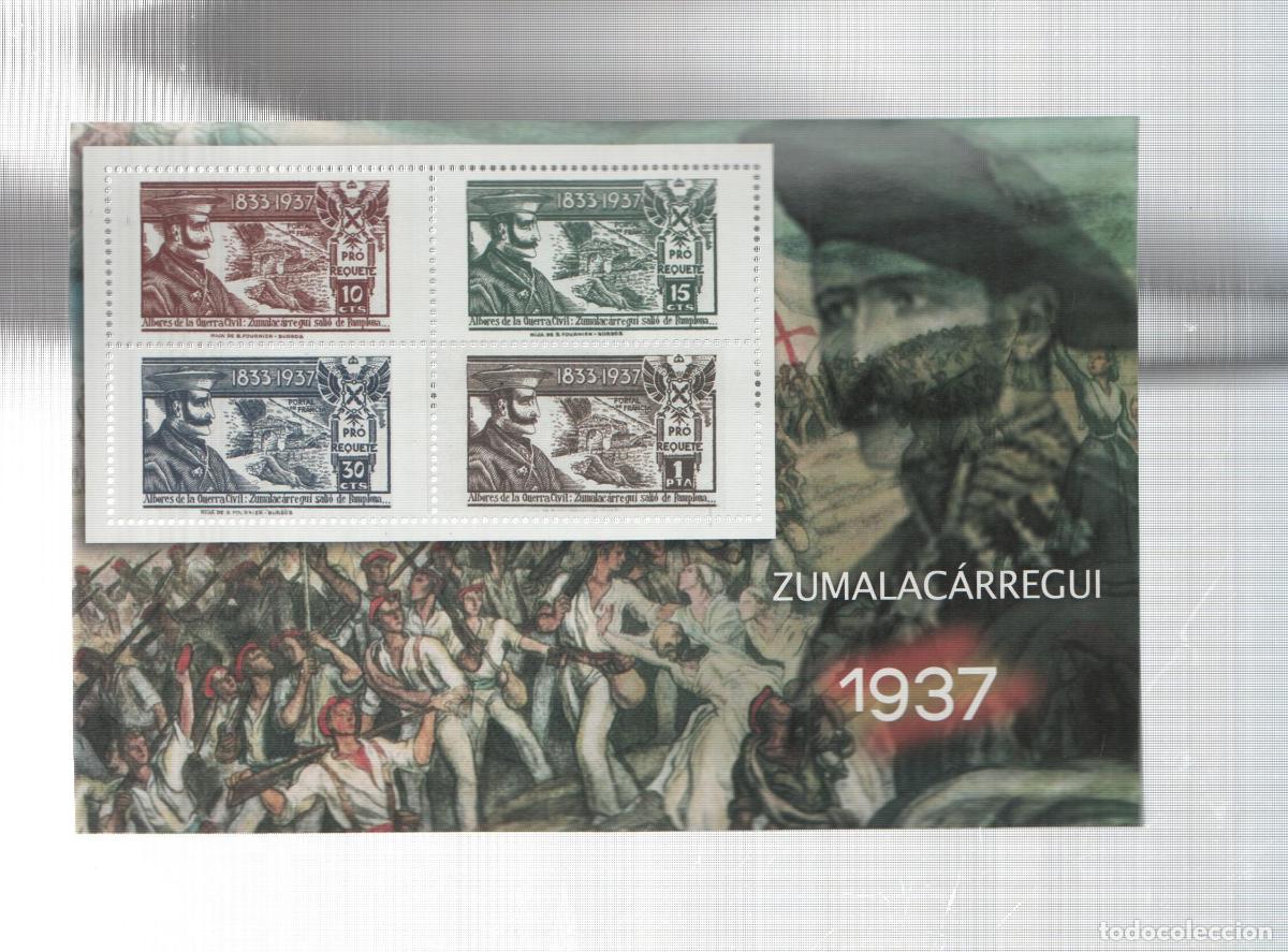 Postkarten: La Guerra Civil Espa&ntilde;ola en sellos de correos: Juego 4 sellos 1937: Zumalacarregui - varios