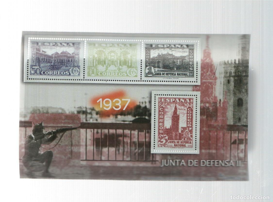 Postkarten: La Guerra Civil Espa&ntilde;ola en sellos de correos: Juego 4 sellos 1937: Junta de defensa II - varios