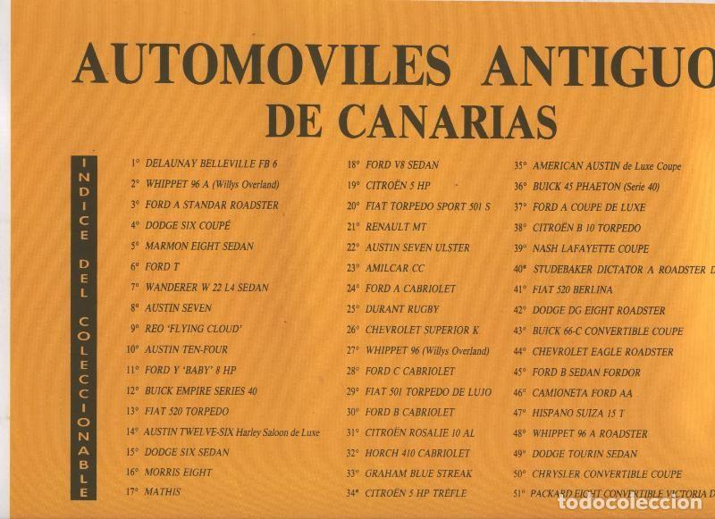 Cartes Postales: Automoviles antiguos de canarias ficha con listado de los modelos - Varios