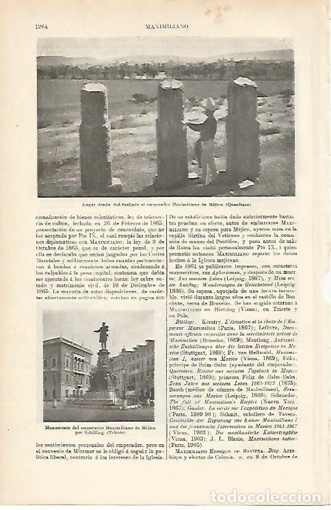 Postales: LAMINA ESPASA 1203: Lugar donde fue fusilado Maximiliano de Mexico - Varios Autores