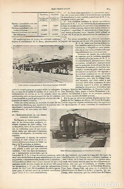 Postais: LAMINA ESPASA 5430: Tren electrico Barcelona- Terrassa - Varios Autores