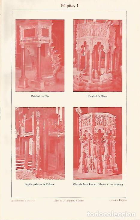 Postais: LAMINA ESPASA 3780: Pulpito de Pisa Siena y Palermo - Varios Autores