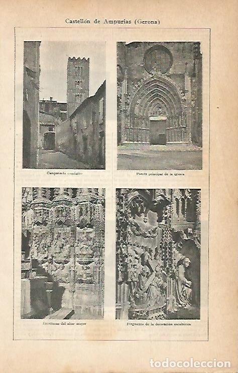 Cartoline: LAMINA ESPASA 3047: Vistas de Castello de Empuries Girona - Varios Autores