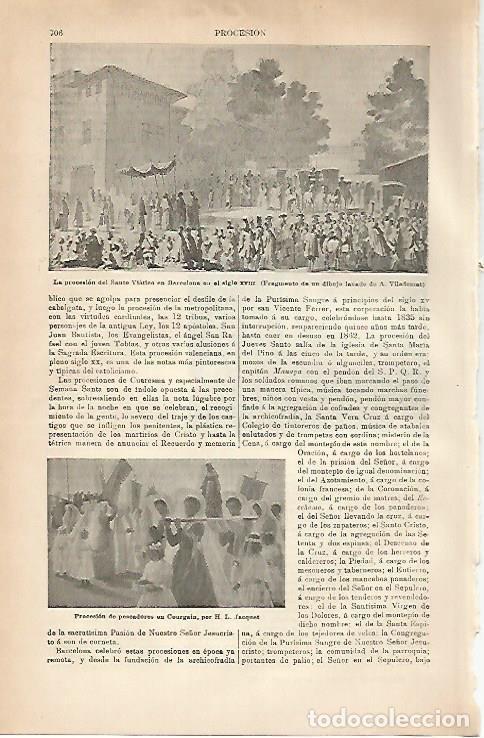 Postkarten: LAMINA ESPASA 3640: La procesion del Santo Viatico en Barcelona por Viladomat - Varios Autores