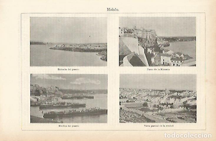 Postais: LAMINA ESPASA 3894: Vistas parciales de Mahon Menorca - Varios Autores