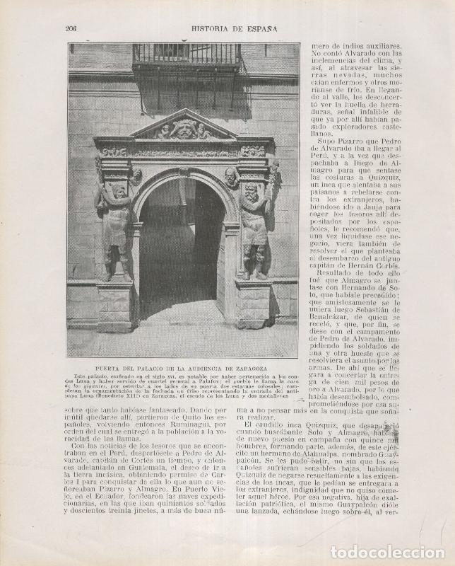 Cartes Postales: Historia de Espa&ntilde;a lamina 142: Puerta del palacio de la audiencia de zaragoza - Varios