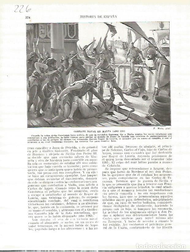 Postales: LAMINA 4739: Combate naval en Malta (a&ntilde;o 1283) - Manuel Rodriguez Codola