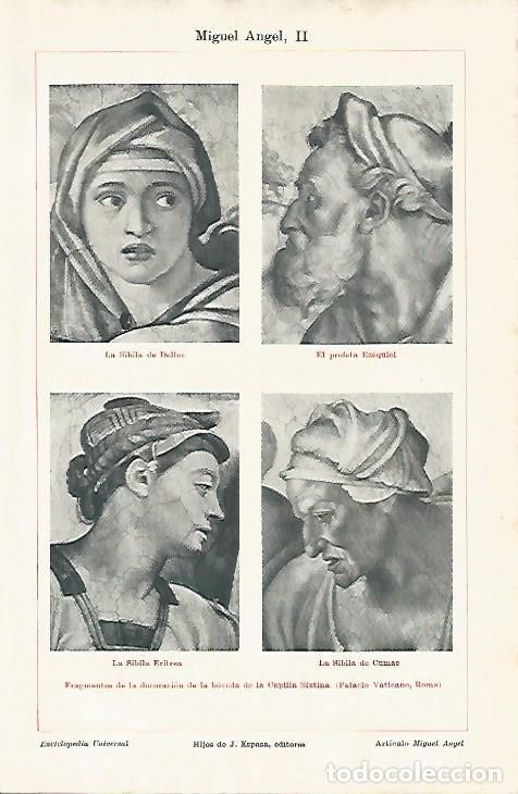 Postcards: LAMINA ESPASA 5139: Detalles de la Capilla Sixtina por Miguel Angel - Varios Autores