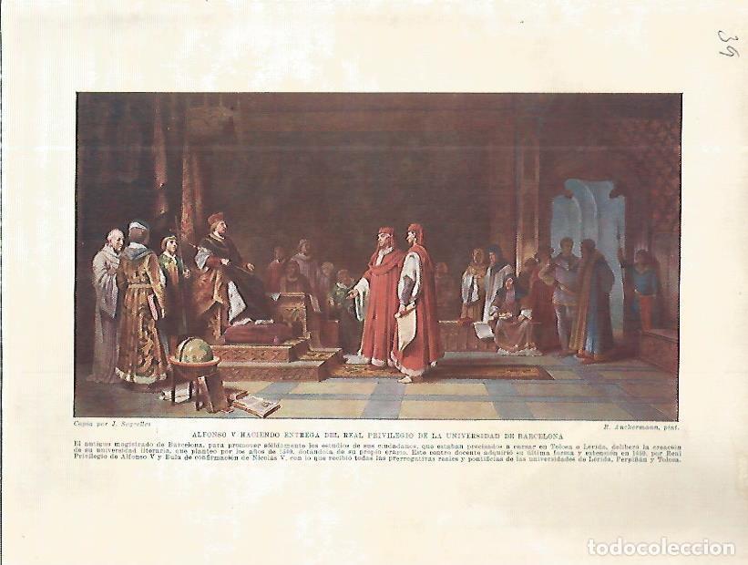 Postcards: LAMINA 4552: Alfonso V haciendo entrega del Real Privilegio de la Universidad de Barcelona - Manuel