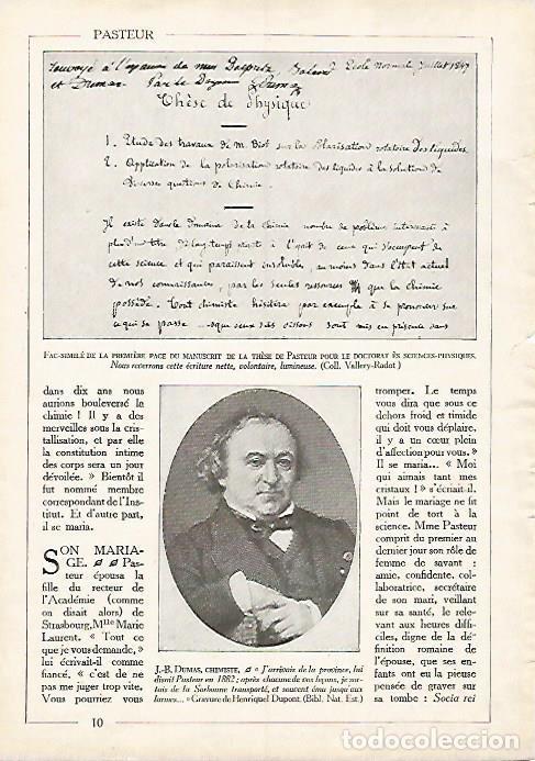 Postales: LAMINA 10021: Facsimil de la primera pagina de la tesis de Pasteur - Varios