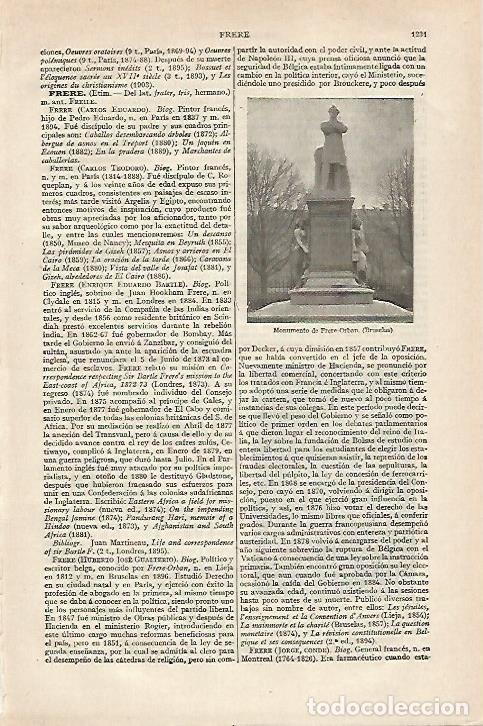 Postais: LAMINA ESPASA 27506: Monumento de Frere Orban en Bruselas - Varios