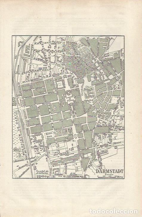 Cartes Postales: LAMINA ESPASA 34864: Mapa de Darmstadt - Varios