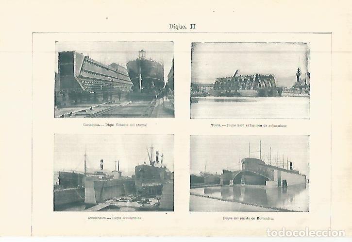Postkarten: LAMINA ESPASA 27883: Dique de Cartagena Tolon Amsterdam y Rotterdam - Varios