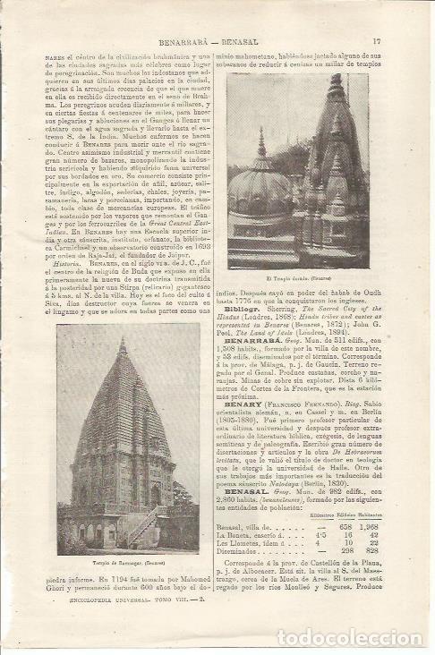 Postkarten: LAMINA ESPASA 34423: Templo Dorado y Templo de Rammagar en Benares, India - Varios