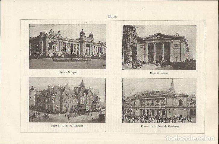 Postkarten: LAMINA ESPASA 34641: Bolsas de Budapest, Moscu, Hamburgo y Leipzig - Varios