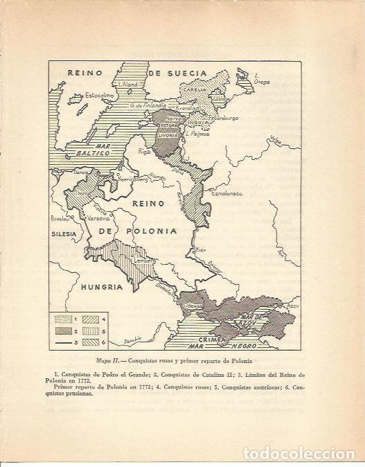 Cartoline: LAMINA 20783: Mapa del reparto de Polonia en 1772 - Maurice Crouzet