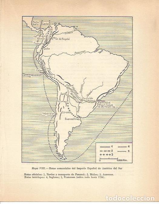 Postais: LAMINA 20795: Mapa de las rutas comerciales del Imperio Espa&ntilde;ol en America del Sur - Maurice Crouzet