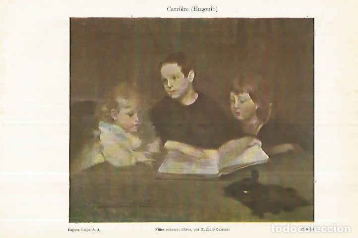 Postales: LAMINA ESPASA 28445: Ni&ntilde;os mirando libros por E. Carriere - Varios