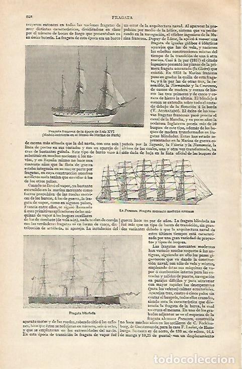 Postales: LAMINA ESPASA 28494: Fragata francesa de la epoca de Luis XVI - Varios