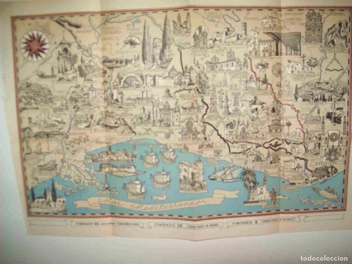 Postais: LAMINA 10696: Mapa de los Itinerarios VIII - IX - X desde Barcelona a Cervera - Josep Pla