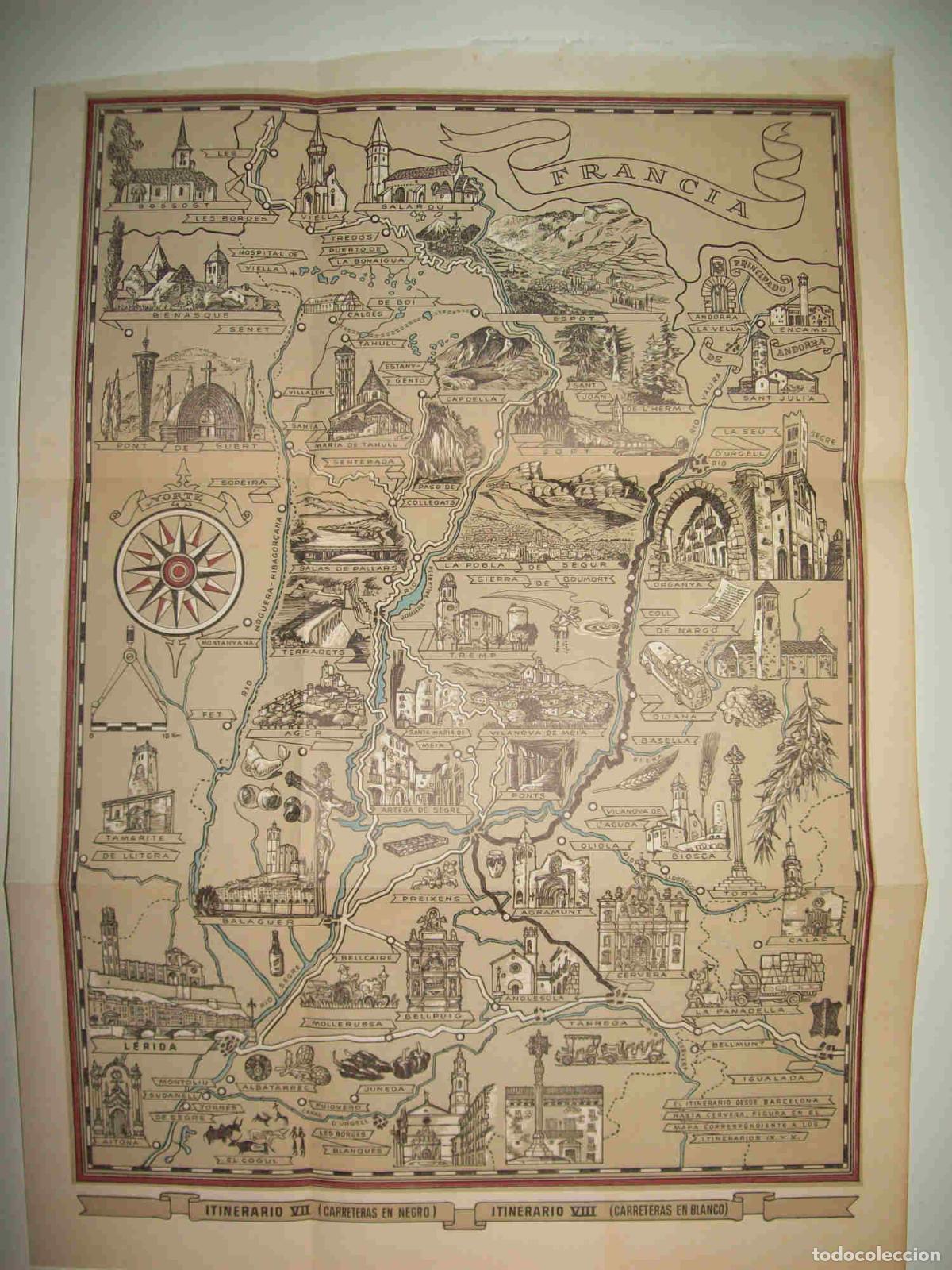 Postkarten: LAMINA 10695: Mapa del Itinerario VIII desde Barcelona a Cervera - Josep Pla