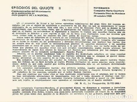 Postales: LAMINA 2471: Criticas de Episodios del Quijote. Novedades 20 de octubre de 1905 - Jose Maria Junyent
