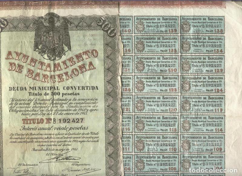 Postales: Ayuntamiento Barcelona deuda municipal 1941 - Varios