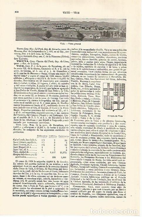 Postkarten: LAMINA ESPASA 28922: Vista y escudo de Vic Barcelona - Varios