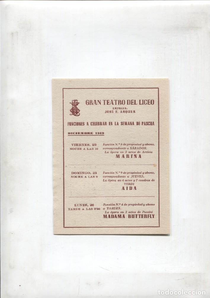 Cartes Postales: Teatro del Liceo: folleto con la funciones a celebrar en la semana de Pascua -