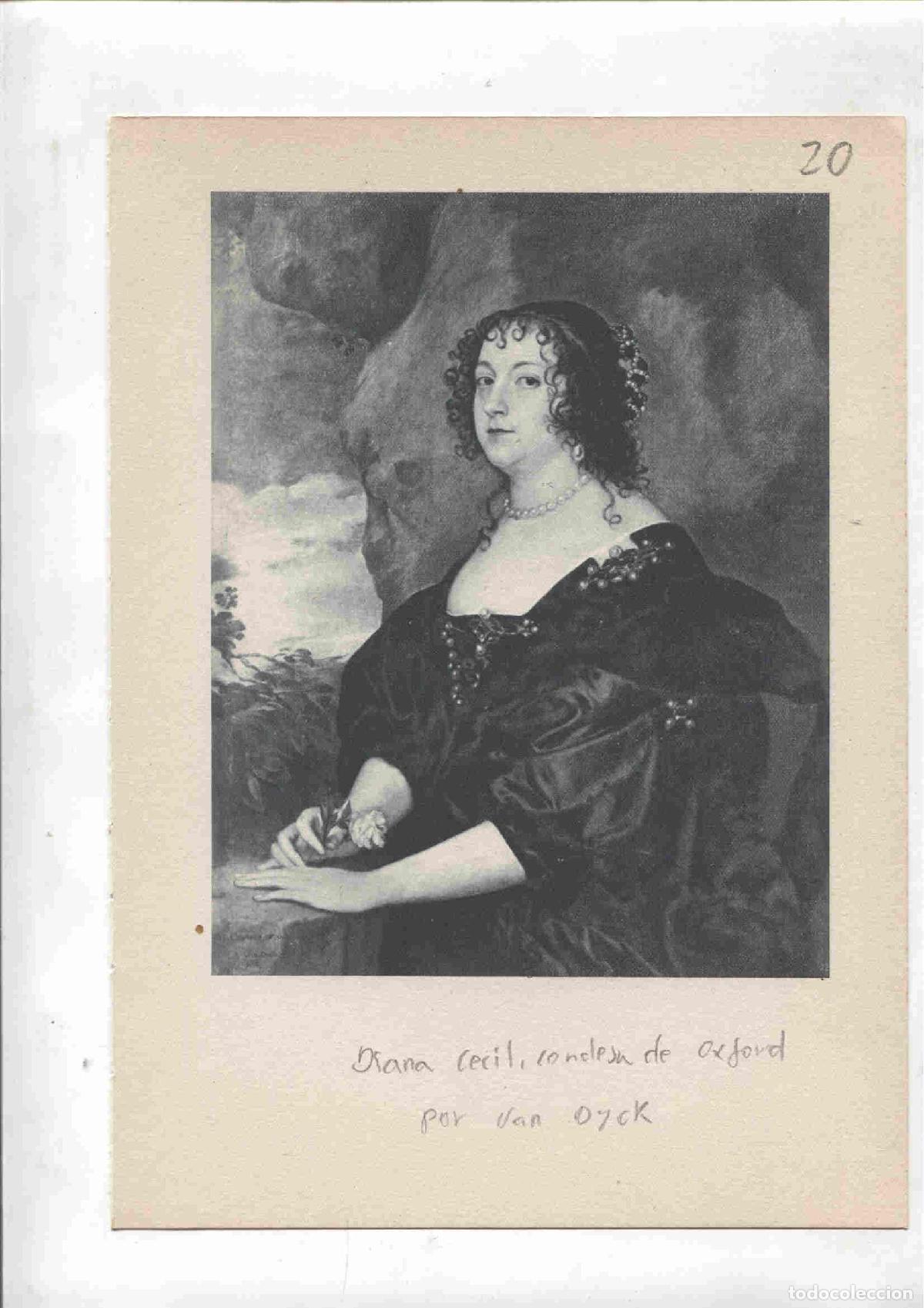 Postales: Lamina 20: Diana Cecil, condesa de Oxford (Van Dyck) y Carlos I de Inglaterra (Van Dyck)