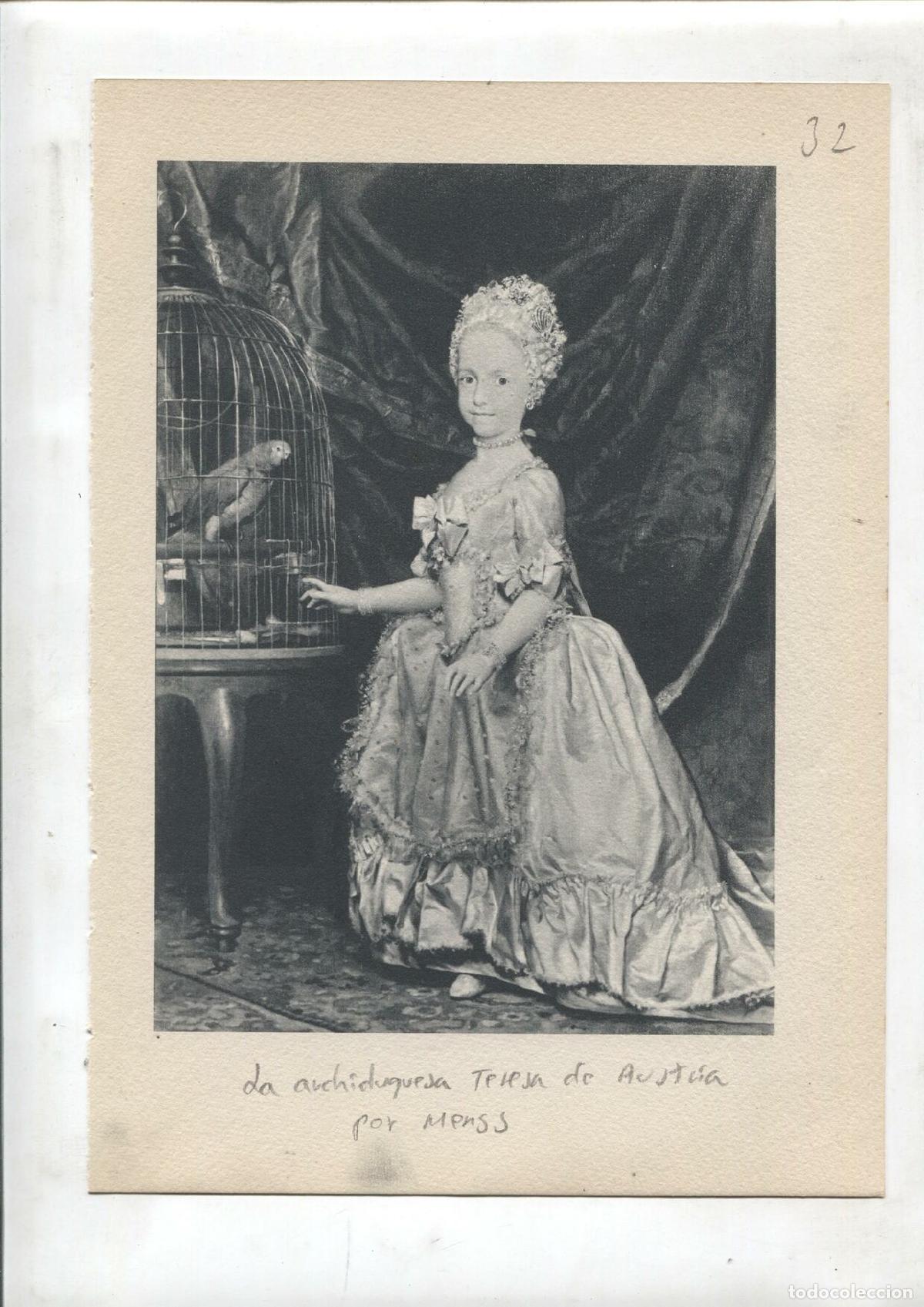 Postales: Lamina 32: La archiduquesa Teresa de Austria (Mengs) y Retrato de un joven (autor anonimo)