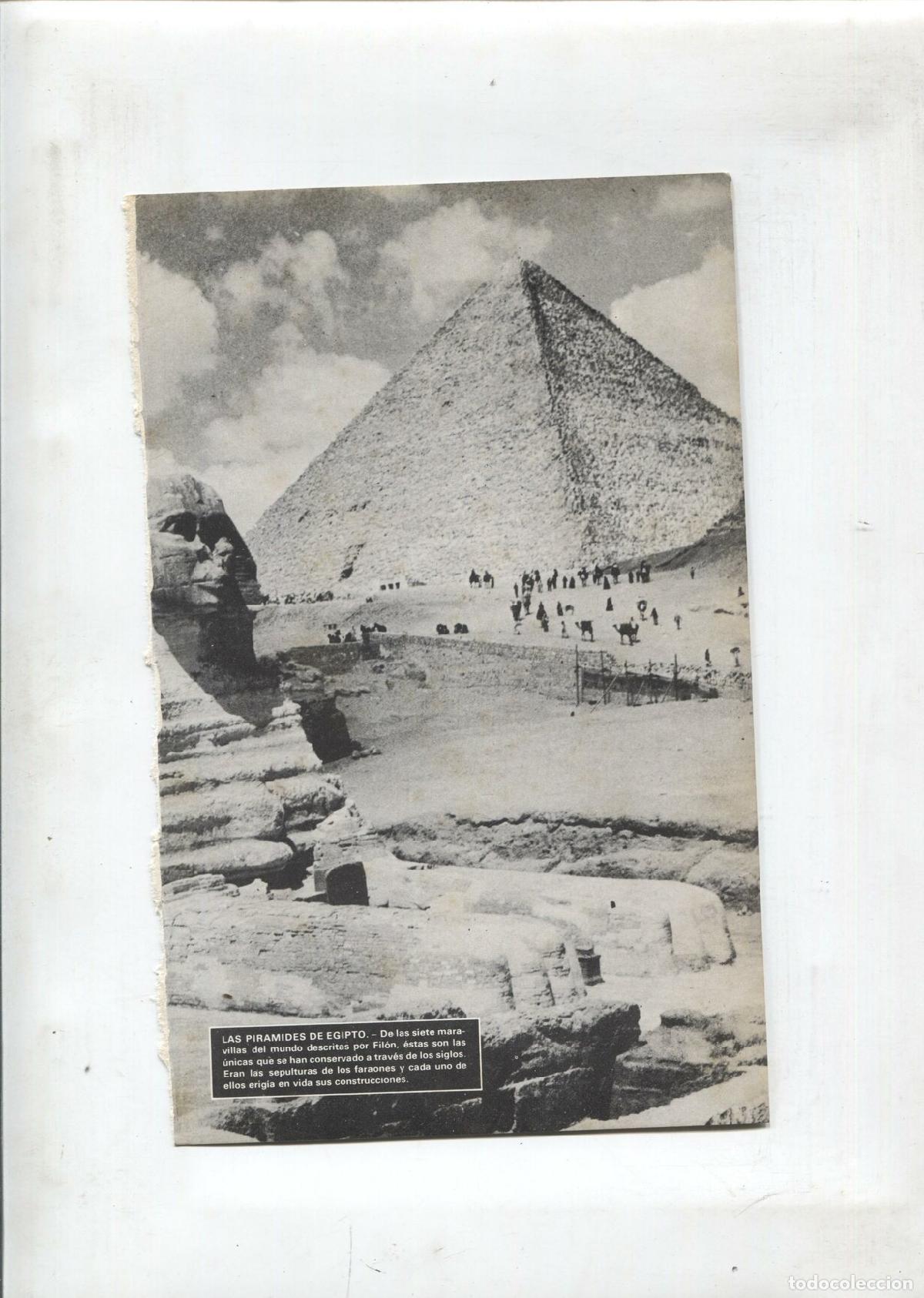 Postales: Lamina Maravillas del Mundo: Las piramides de Egipto, Jardines colgantes Babilonia, Estatua de Jupit