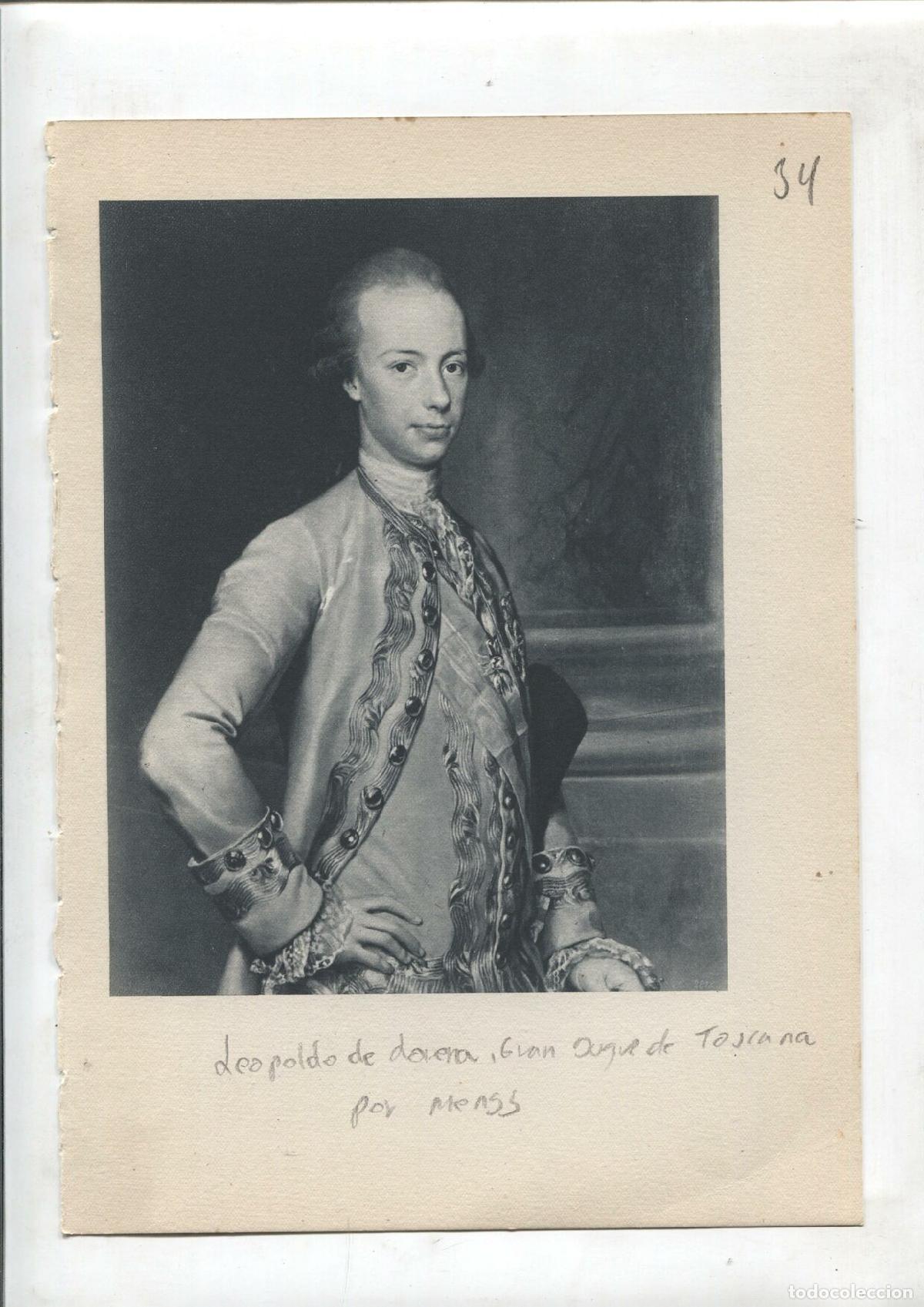 Postales: Lamina 34: Leopoldo de Lorena, gran duque de Toscana (Mengs) y La duquesa de osuna y sus hijos (goya