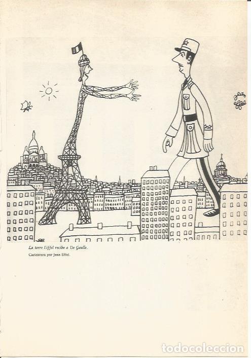 Cartes Postales: LAMINA 24681: La torre Eiffel recibe a De Gaulle, caricatura por Jean Effel - Martin de Piquer