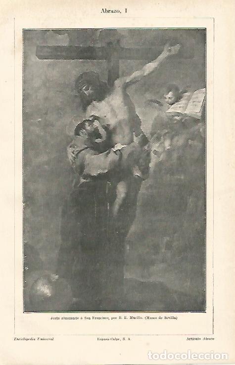 Cartes Postales: LAMINA ESPASA 13179: Jesus abrazando a San Francisco por Murillo - Varios