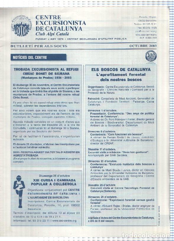 Cartoline: Butlleti: octubre 2003 - Centre Excursionista de Catalunya Club Alpi Catala