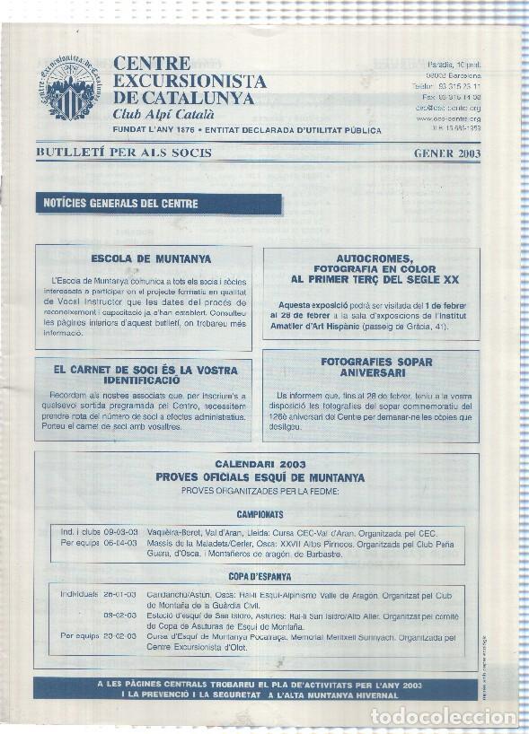 Postales: Butlleti: Gener 2003 - Centre Excursionista de Catalunya Club Alpi Catala.